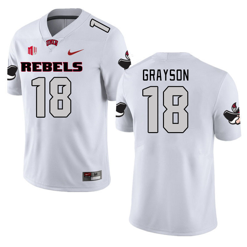 Men-Youth #18 Shaun Grayson UNLV Rebels 2023 College Football Jerseys Stitched-White